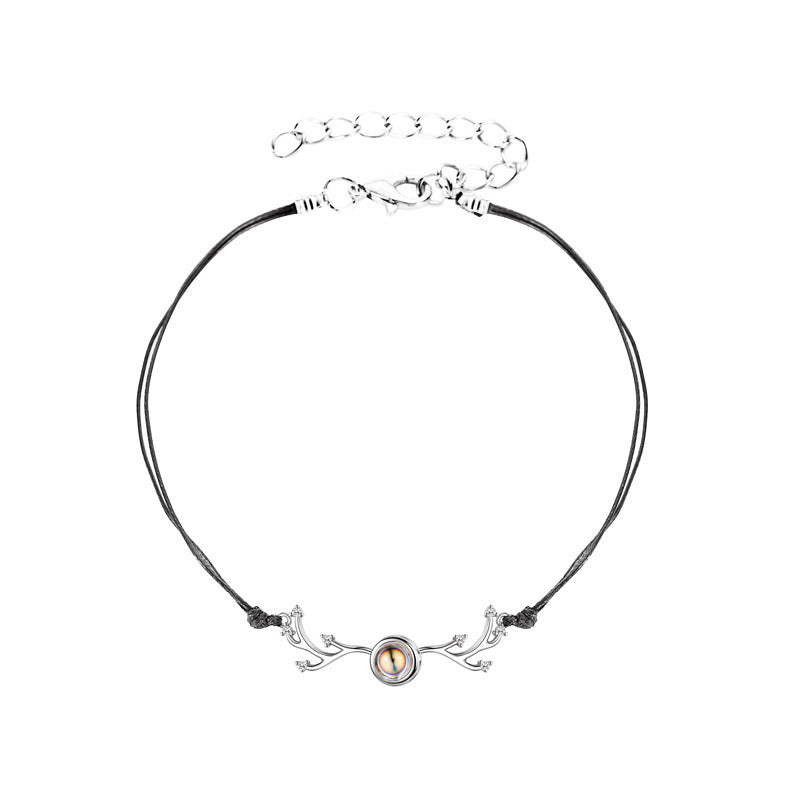 Collana Corno di Cervo Catena Sottile Ramata Ciondolo Minimalista Regalo Festivo di Natale
