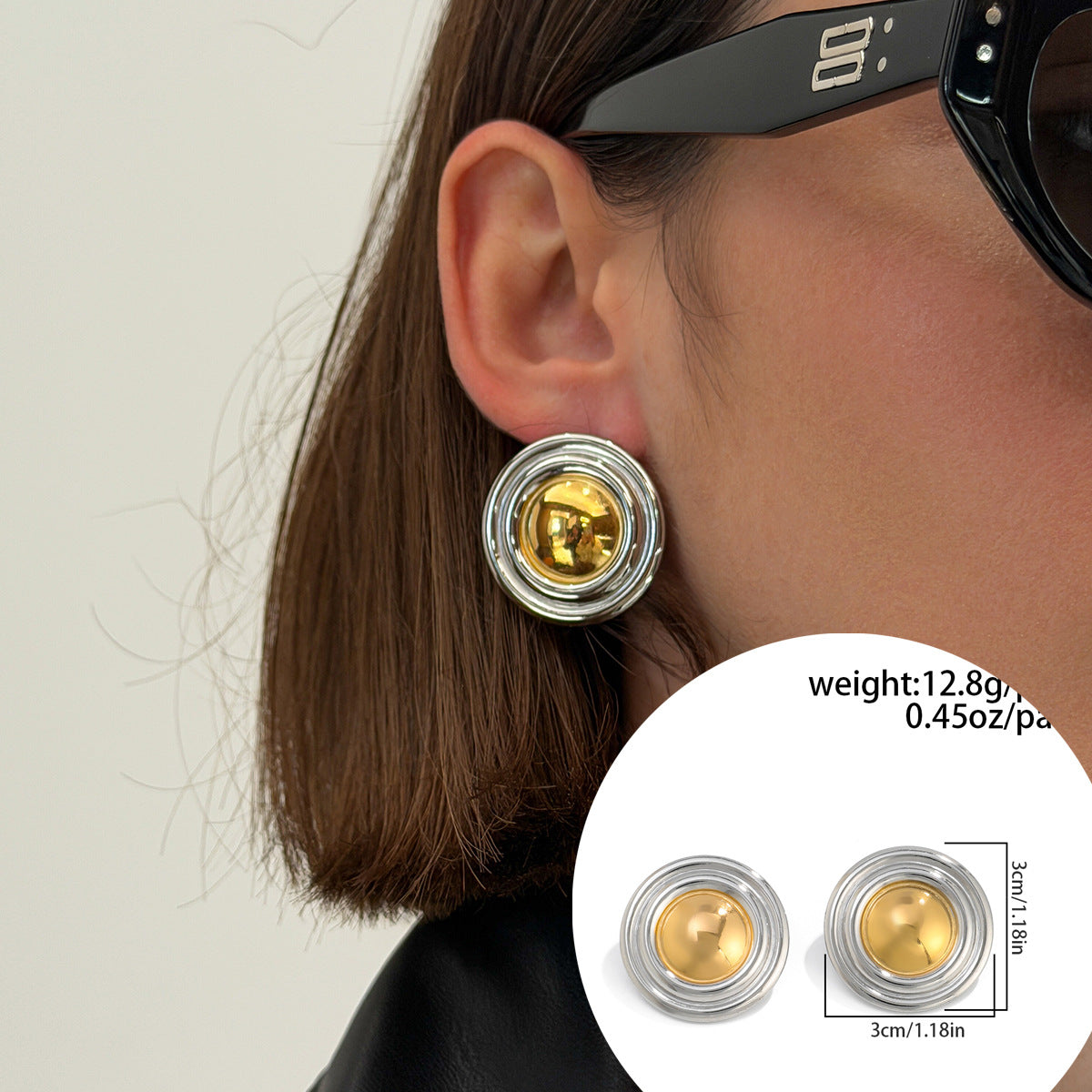 Luxury Geometric Round Oval Stainless Steel PVD Earrings