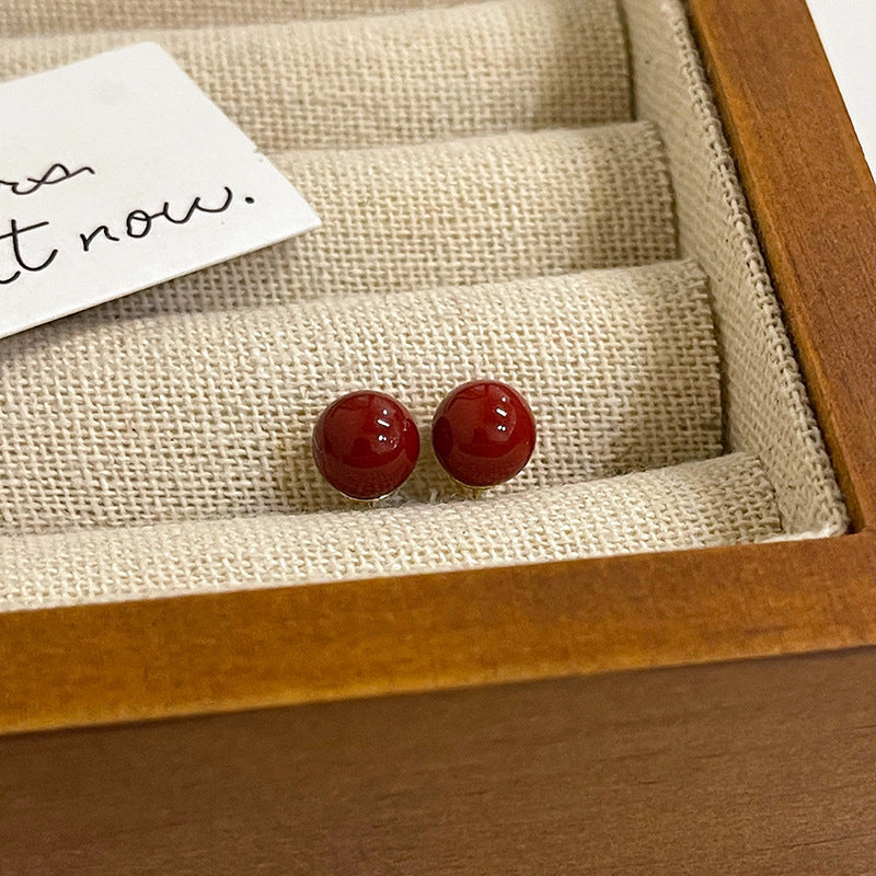 Elegant Geometric Earrings for Women with Enamel Finish in Copper and Stainless Steel Studs