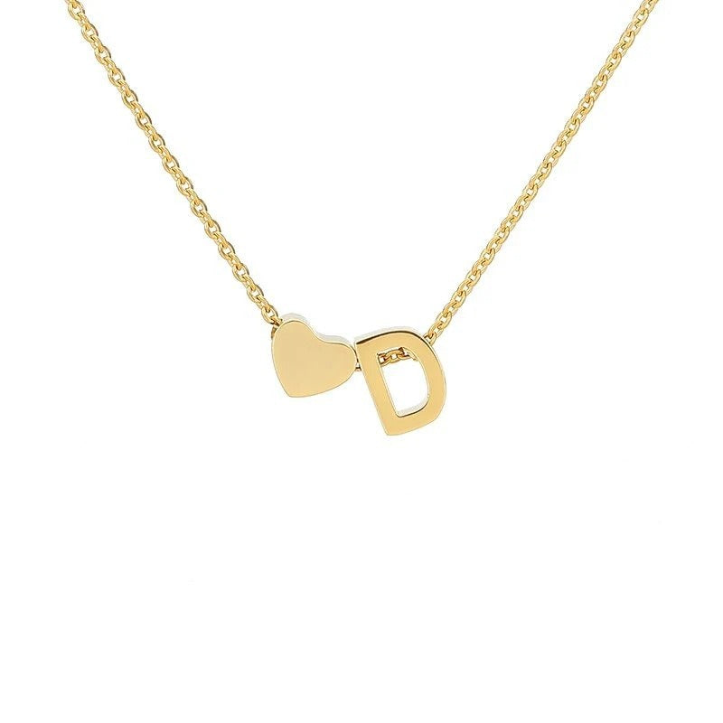 Collana Minimalista con Ciondolo a Cuore in Acciaio Inossidabile, Charms in Acciaio al Titanio e Finitura Placcata per Uomo e Donna