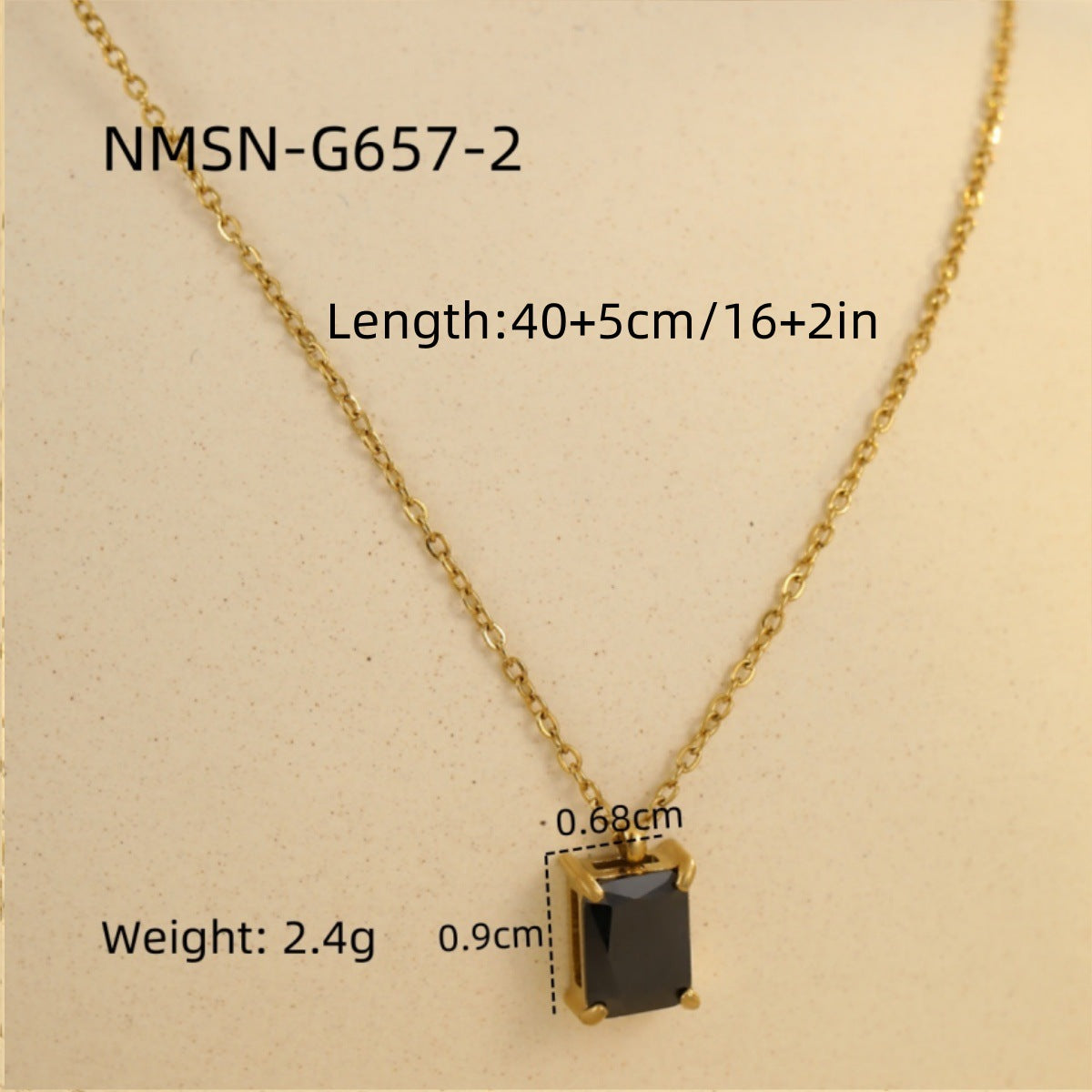 Minimalist Square Zirconia Pendant Necklace in Stainless Steel with Plated Finish for Women