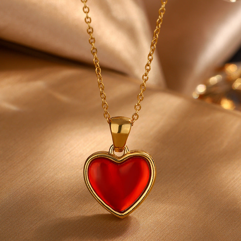 Collana con Ciondolo Minimalista a Cuore in Acciaio Inox Placcato per Donne