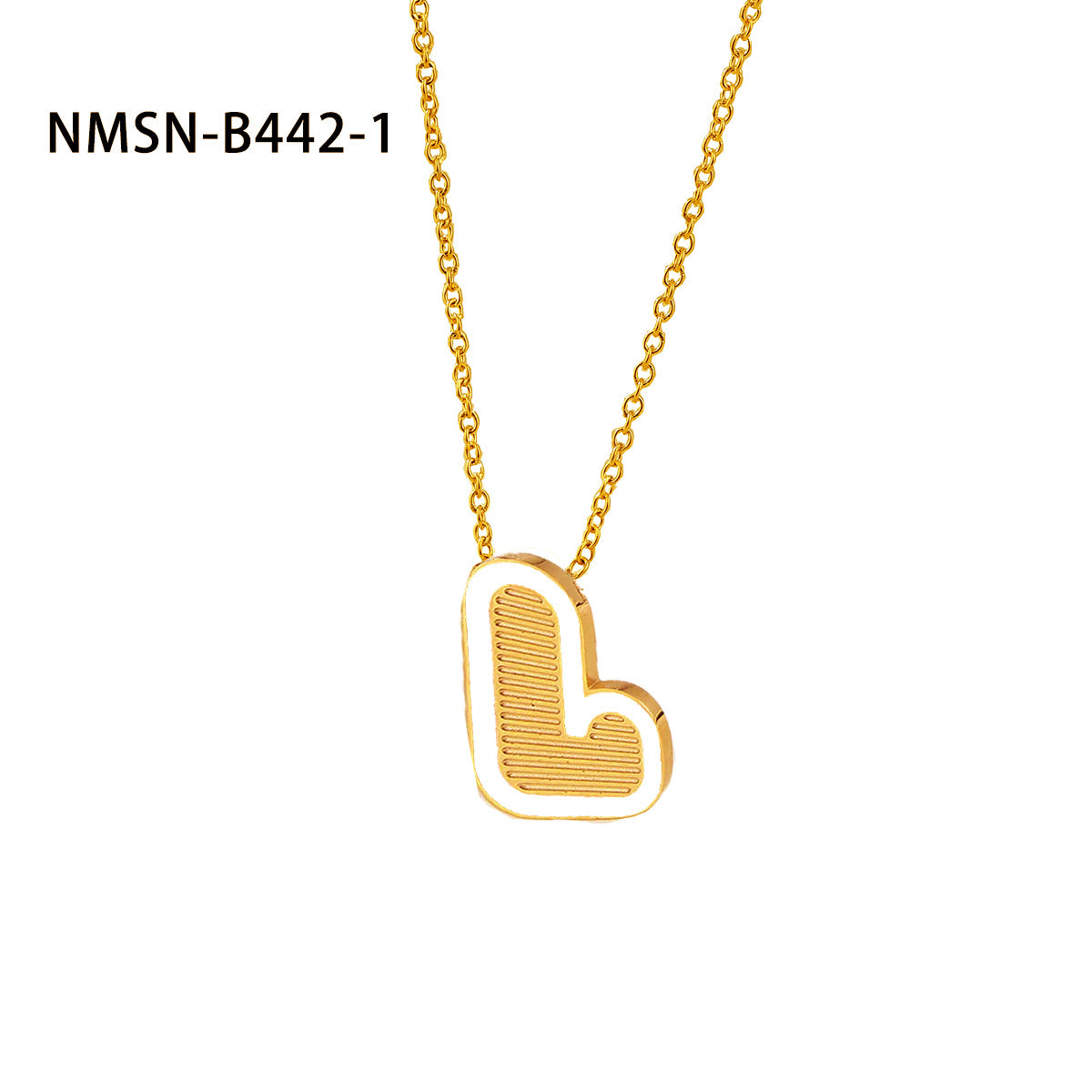 Collana con pendente a forma di lettera minimalista in acciaio inossidabile placcato oro 18 carati e dettagli in smalto da donna