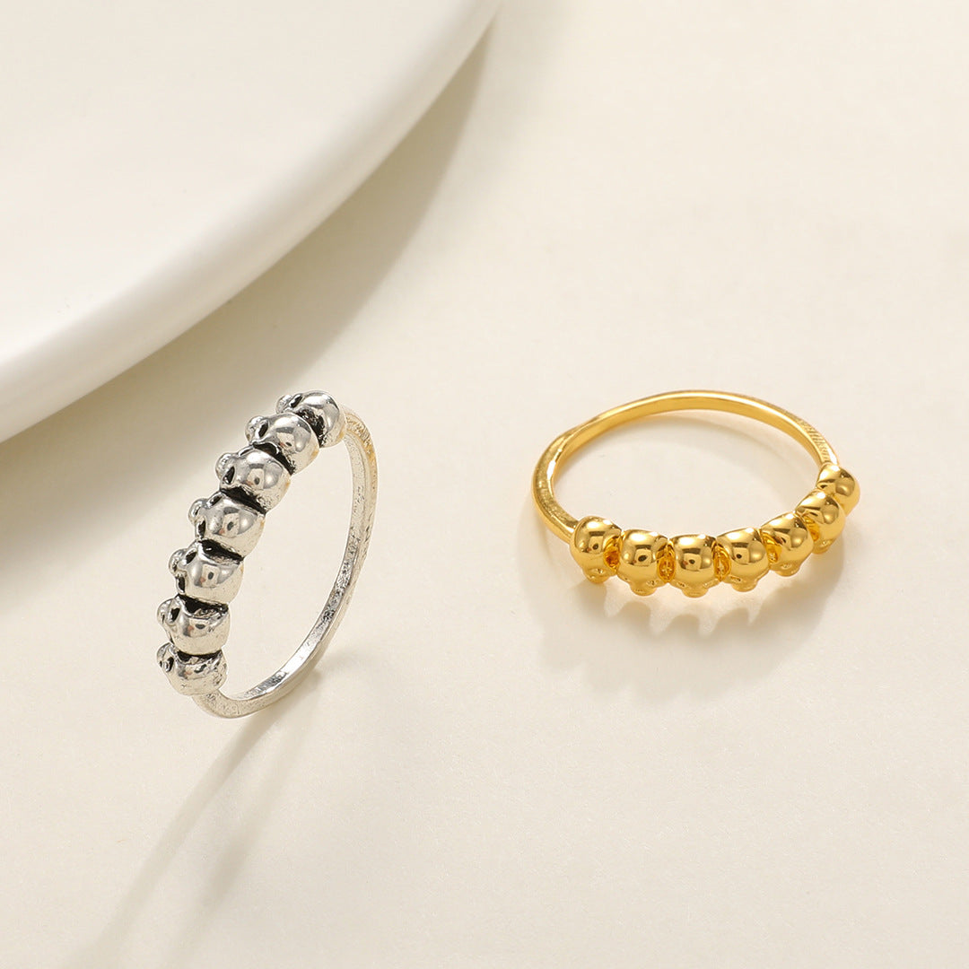 Anillo de calavera de estilo vintage para hombres y mujeres de latón con acabado antiguo, anillo de moda temático de Halloween