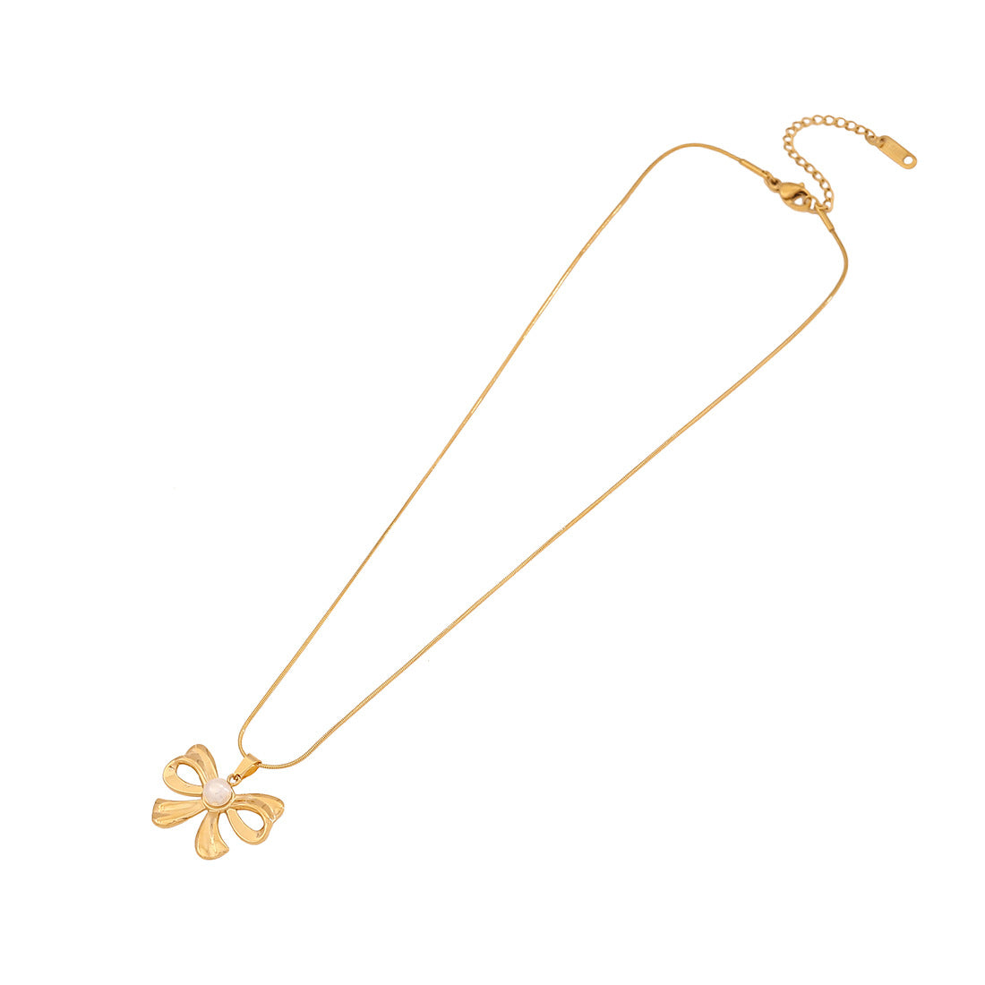 Fashionable Bow-Shaped Stainless Steel Necklace with Plated Finish for Women O-Chain Pendant Jewelry