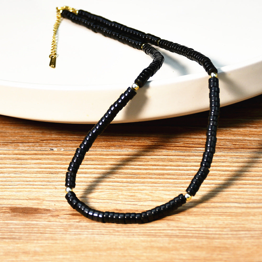 Elegant Geometric Natural Gemstone Beaded Necklace for Women