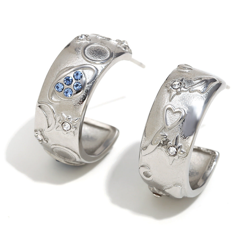 Elegant Geometric 18K Gold Plated Stainless Steel Ring Bracelet Earring Set for Women