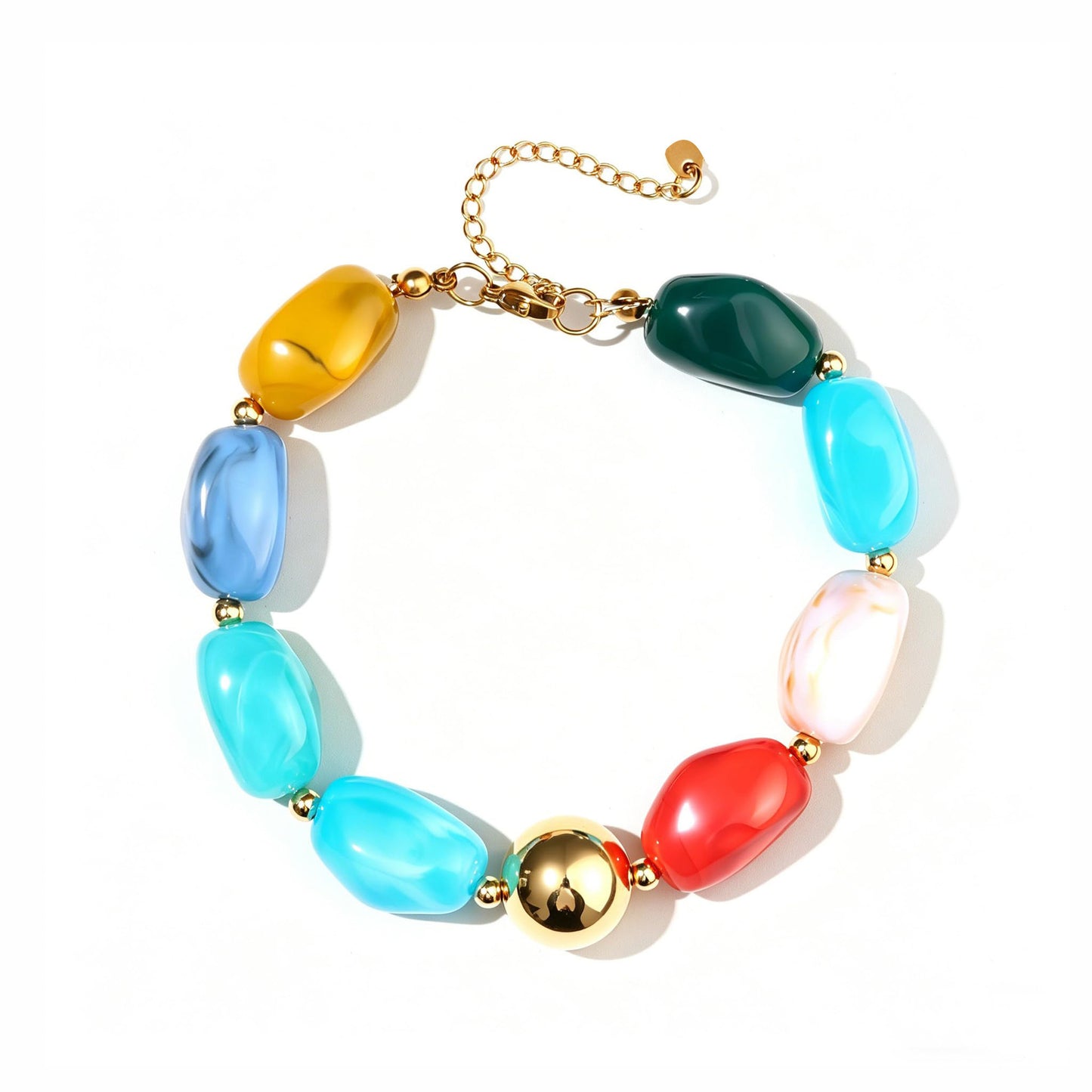 Minimalist Geometric Round Resin Beaded Bracelet Unisex Fashion Jewelry
