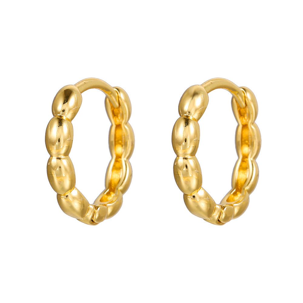 Gold Plated Brass Micro-Set Cubic Zirconia Geometric Leaf Cross Heart Round Hoop Earrings for Women