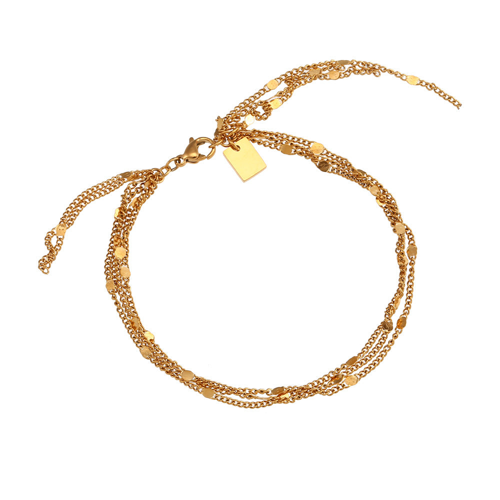 Braccialetto da donna con nappe in acciaio inossidabile placcato oro 18 carati con design geometrico e minimalista