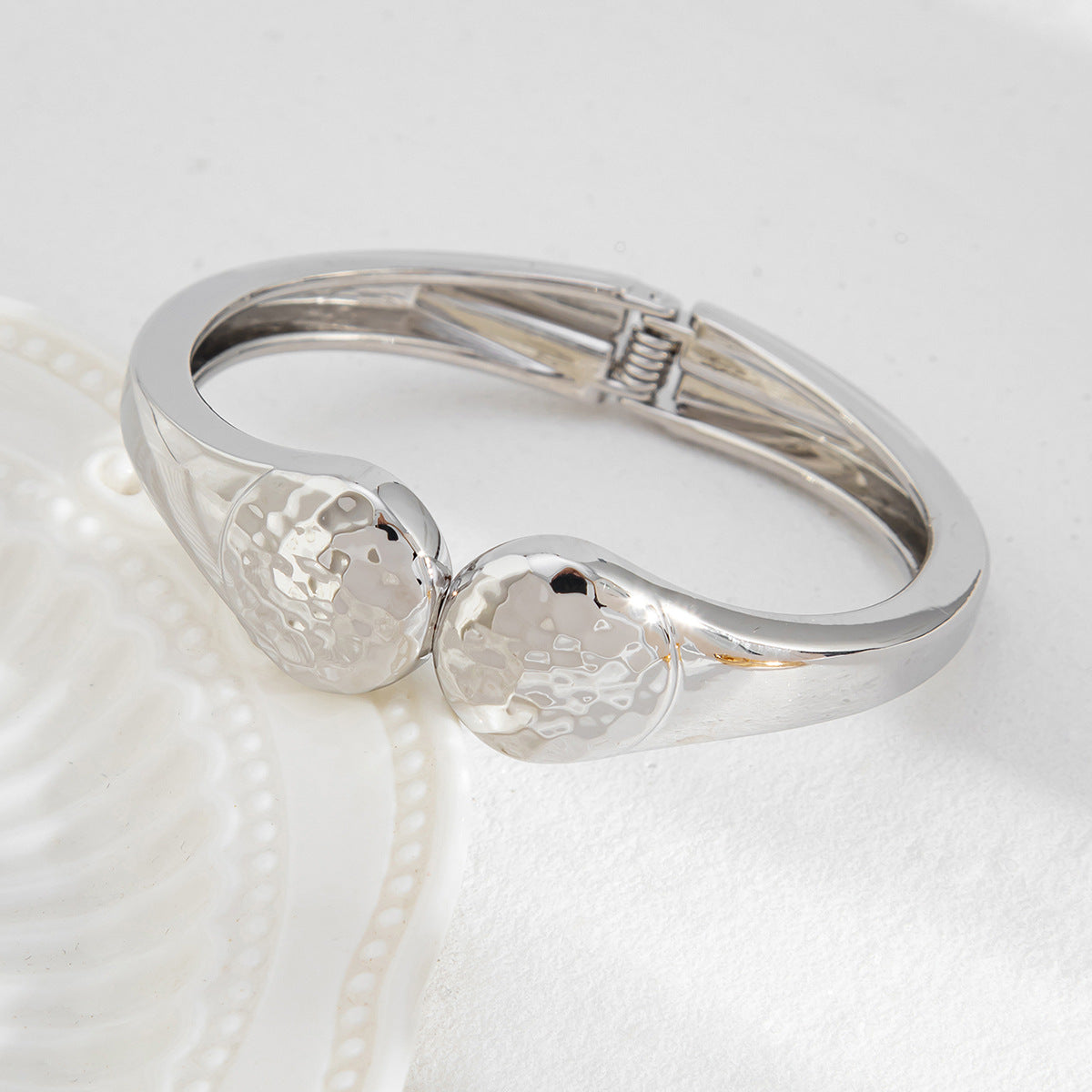 Twisted Water Wave Plated Zinc Alloy Spring Bangle Bracelet