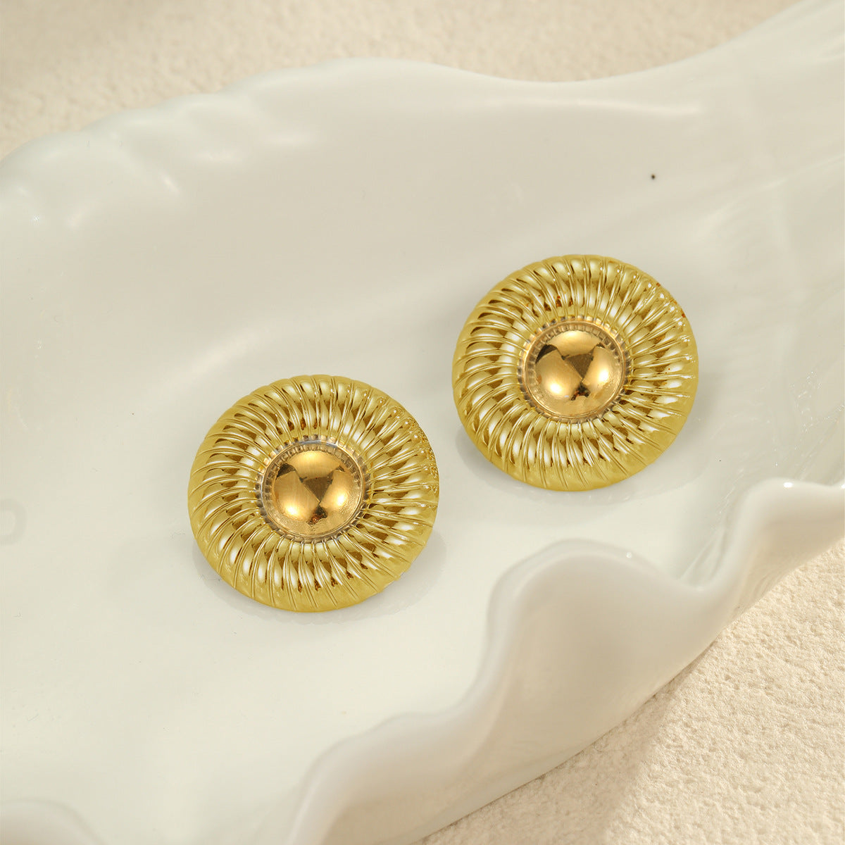 Pendientes de Acero Inoxidable Circulares Geométricos con Baño de Oro y Plata para Mujer de Moda para la Oficina
