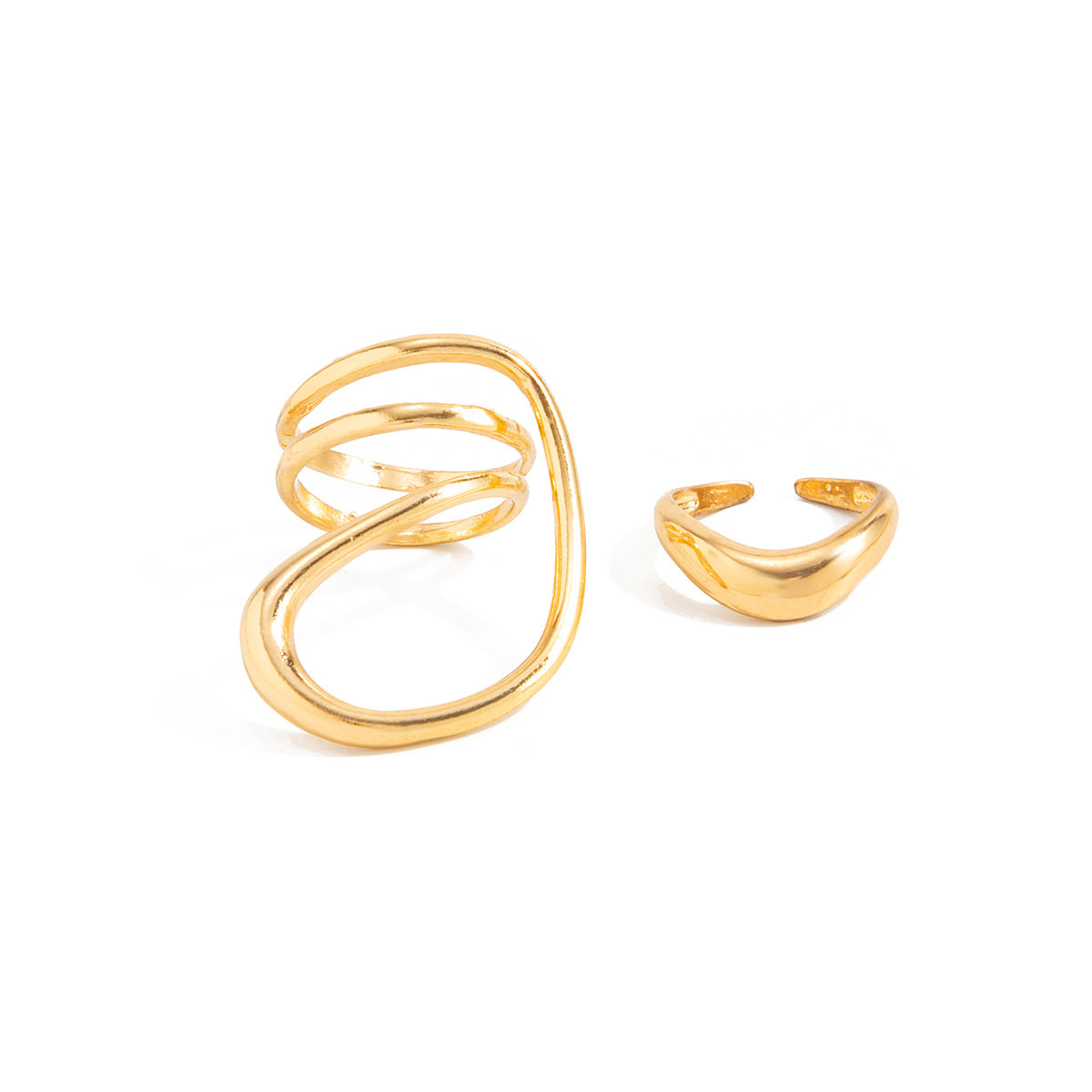 Geometric Hollow Polished Alloy Toe Ring Set for Women