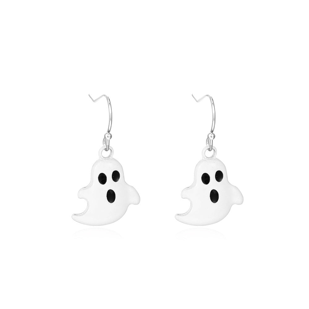 Pendientes de Araña y Calavera con Temática de Halloween y Motivo de Calabaza en Aleación con Acabado Chapado en Oro para Uso Unisex
