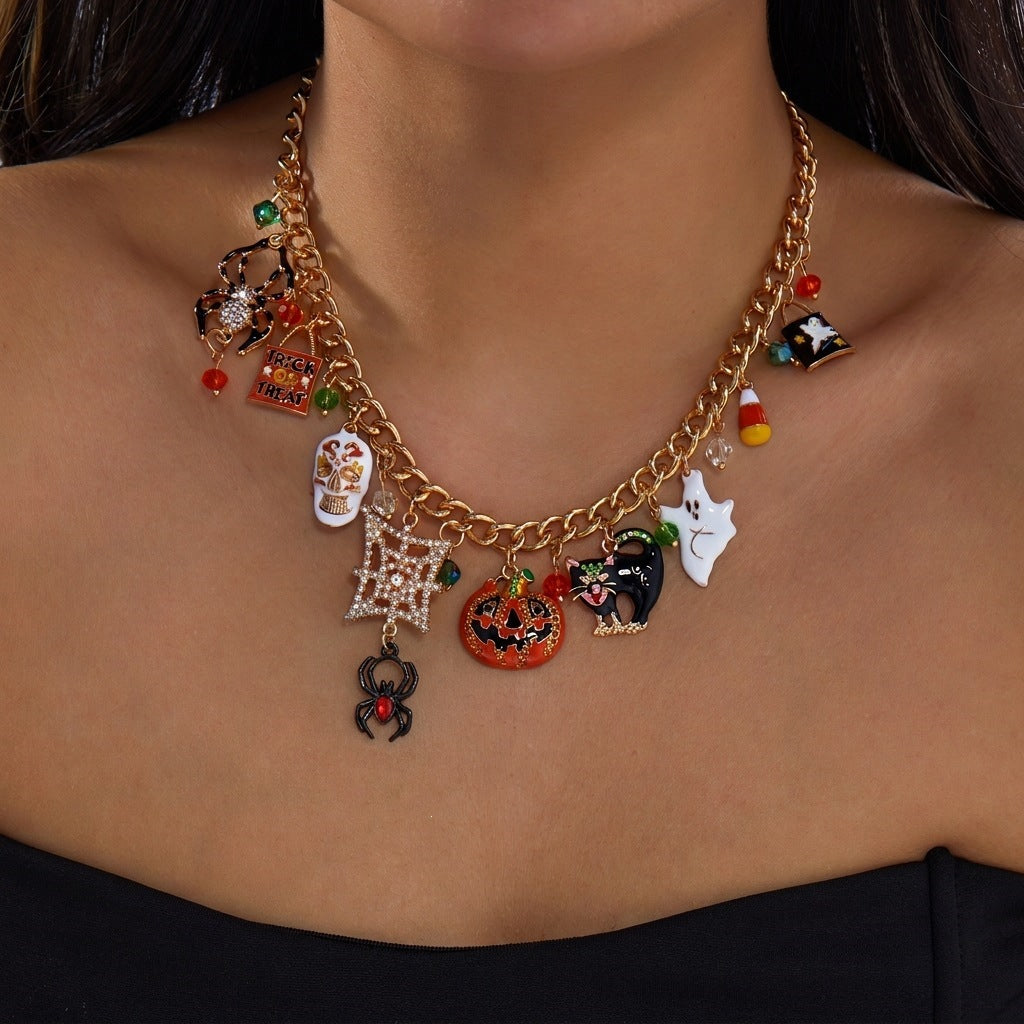 Exaggerated Rhinestone Inlaid Alloy Animal Pendant Necklace for Unisex