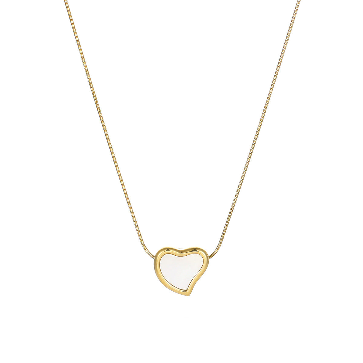 Collar con colgante de corazón de acero inoxidable de moda con acabado chapado para mujer, joyería minimalista estilo medallón