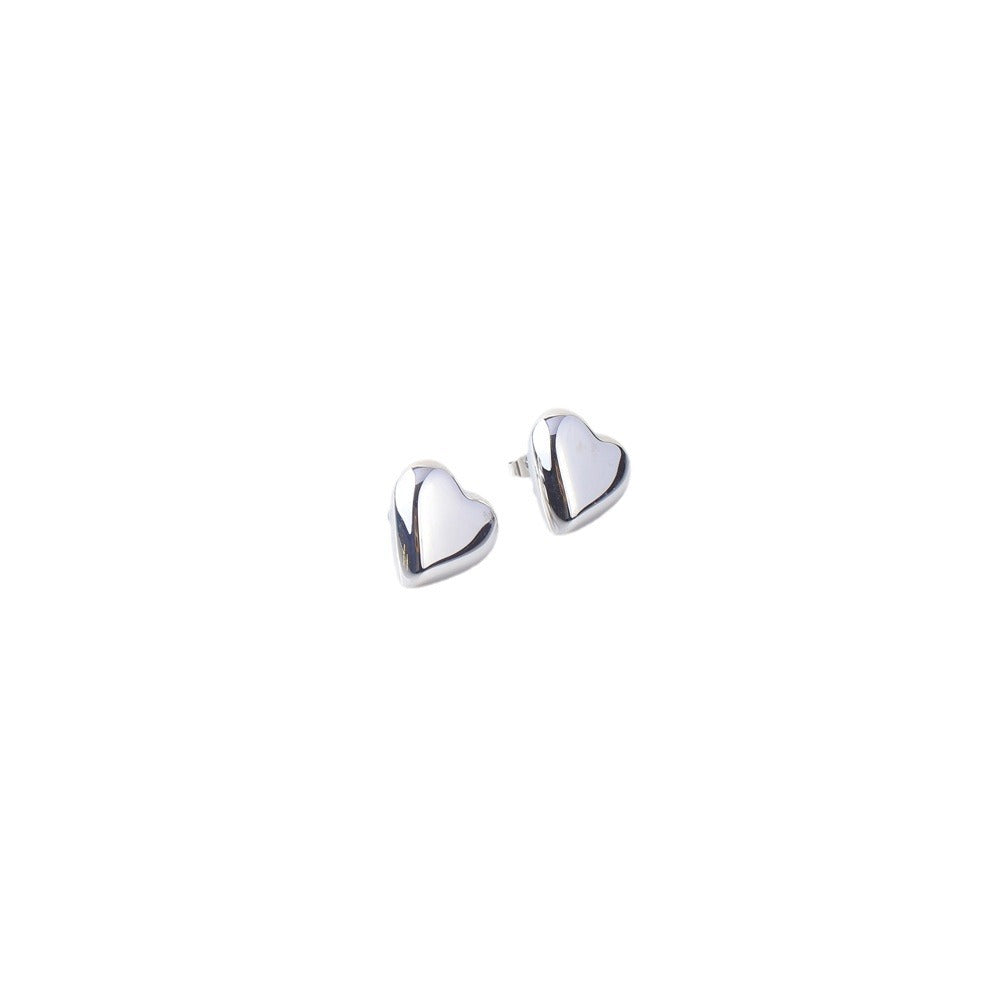 Fashionable Heart-Shaped Stainless Steel Earrings with 18K Gold Plating, Hypoallergenic Lightweight Studs for Women