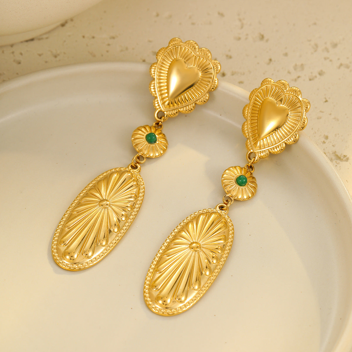 Bohemian Style Geometric Statement Drop Earrings in Stainless Steel with Plated Finish for Women