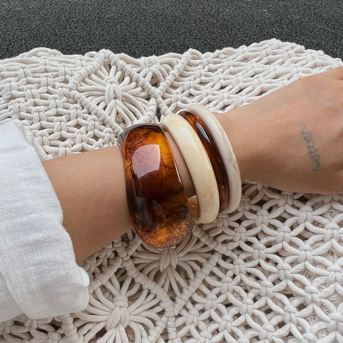 Gradient Geometric Resin Cuff Bracelet