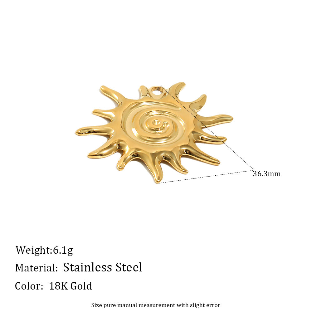 Acciaio Inossidabile Placcato Oro 18K Luna Stella Charm Geometrico a Barra