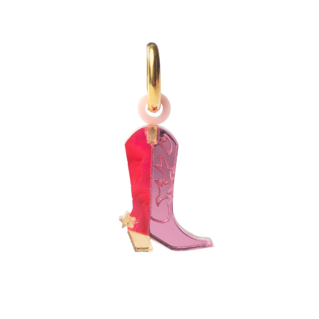 Vintage Stainless Steel PVD Plated Boot Charm Bar Pendant
