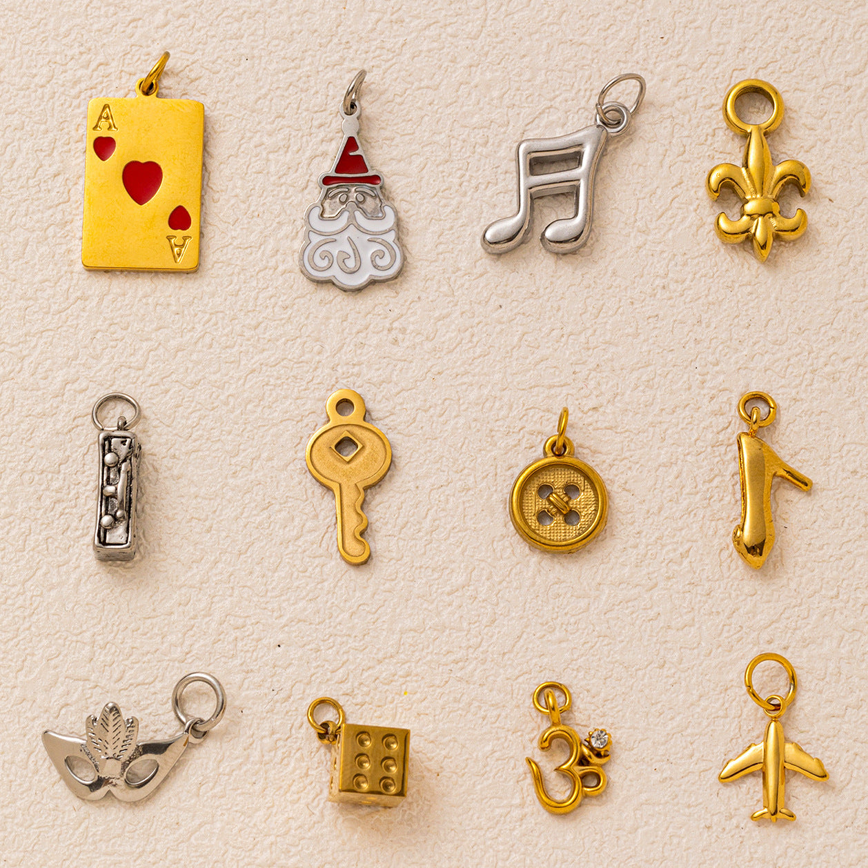 Vintage Stainless Steel PVD 18K Gold Plated Music Note Charm Bar