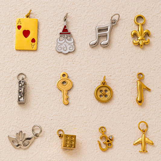 Vintage Stainless Steel PVD 18K Gold Plated Music Note Charm Bar