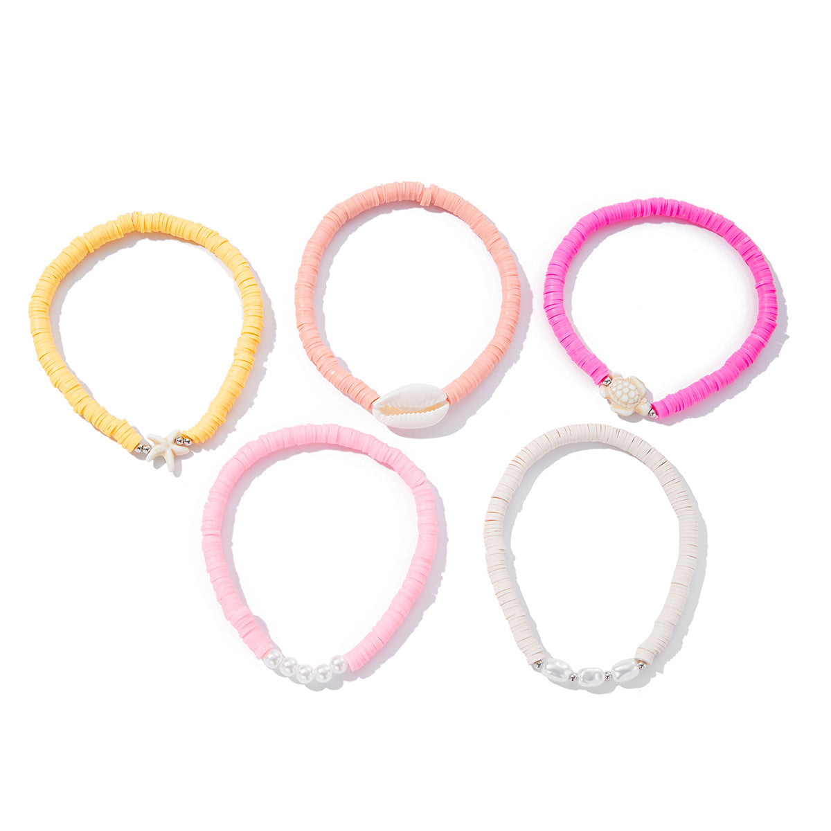Tobillera bohemia de concha con forma de estrella y cerámica para mujer con detalles de perlas de imitación y acrílico