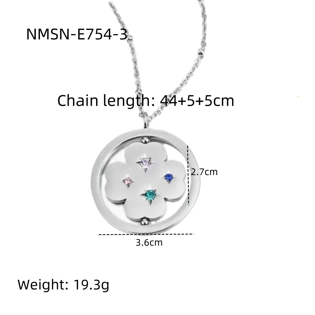 Collana alla moda in stile OL con motivi geometrici in acciaio inossidabile e stelle in zirconia colorata, catena maglione in acciaio al titanio ipoallergenico