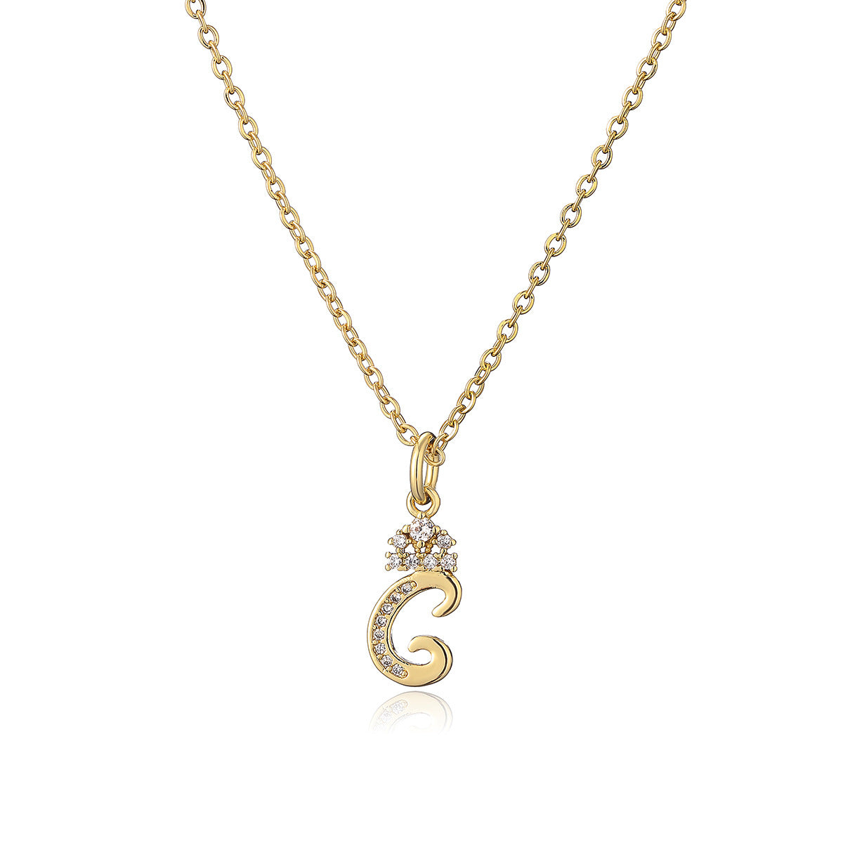 Minimalist 18K Gold Plated Brass Letter Cubic Zirconia Inlay Charm Bar