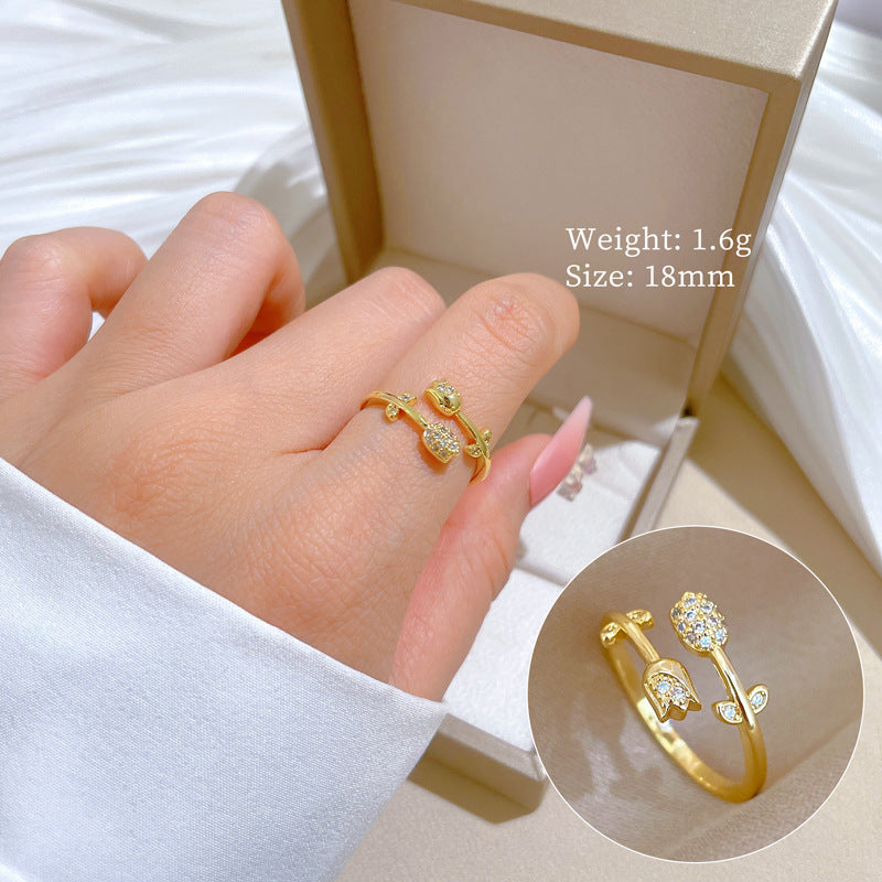 Anillo Ajustable Chapado en Latón con Forma de Corona Kawaii para Mujer