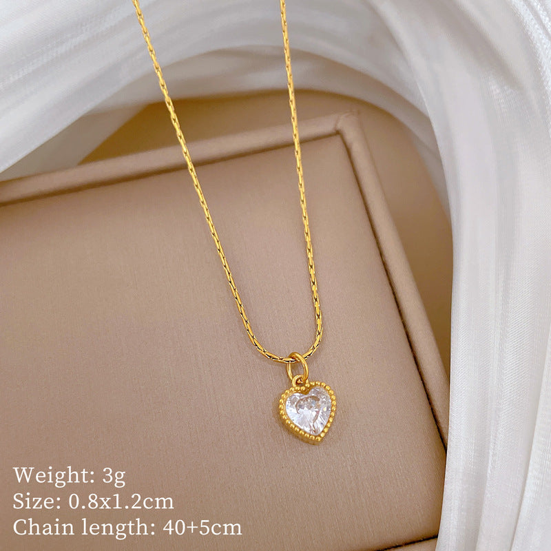 Collar Minimalista de Acero de Titanio Chapado en Oro con Diseño de Corazón, Cadena Irregular para Mujer y Hombre