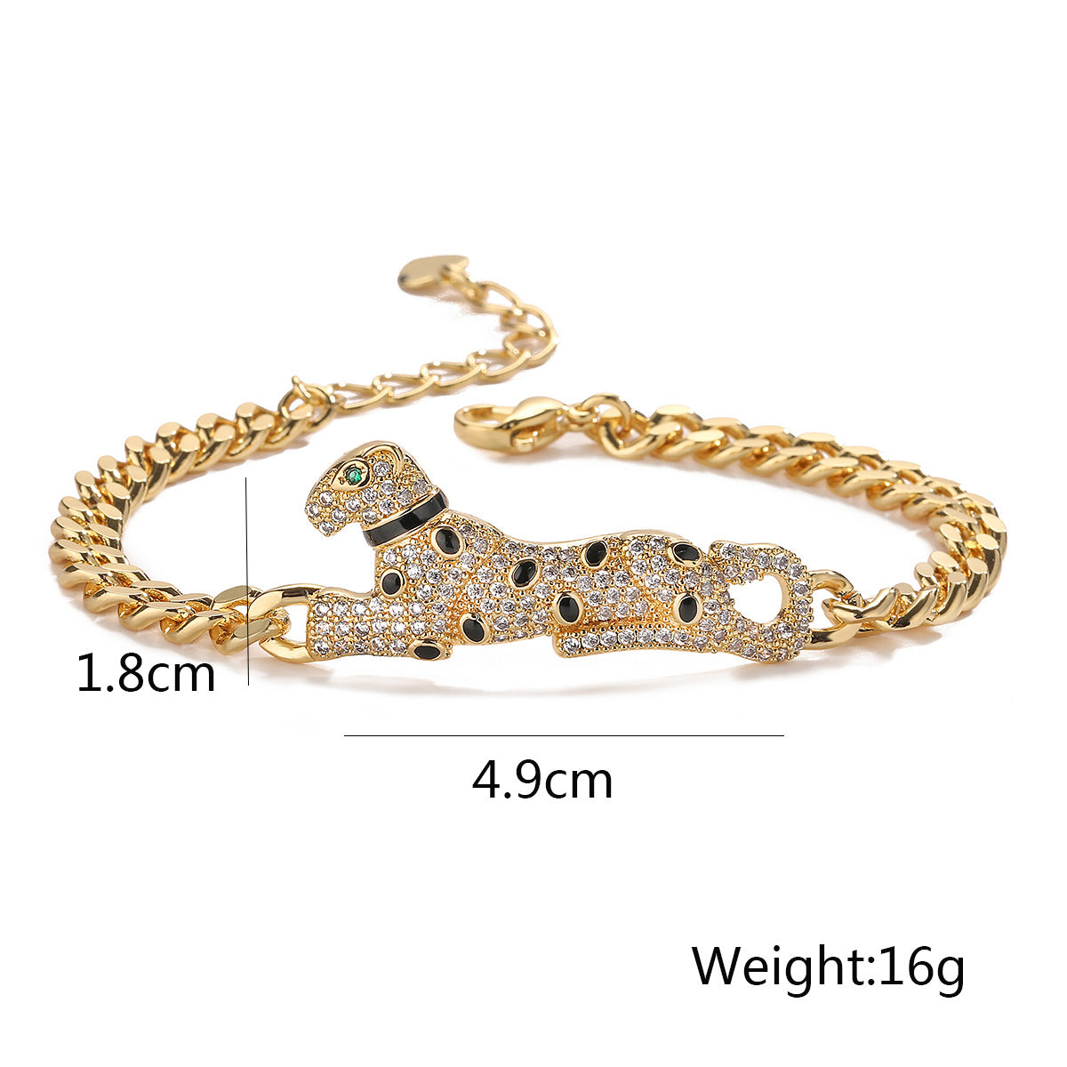 Minimalist Leopard-Shaped Copper Bracelet with Micro-Pavé Zirconia for Women