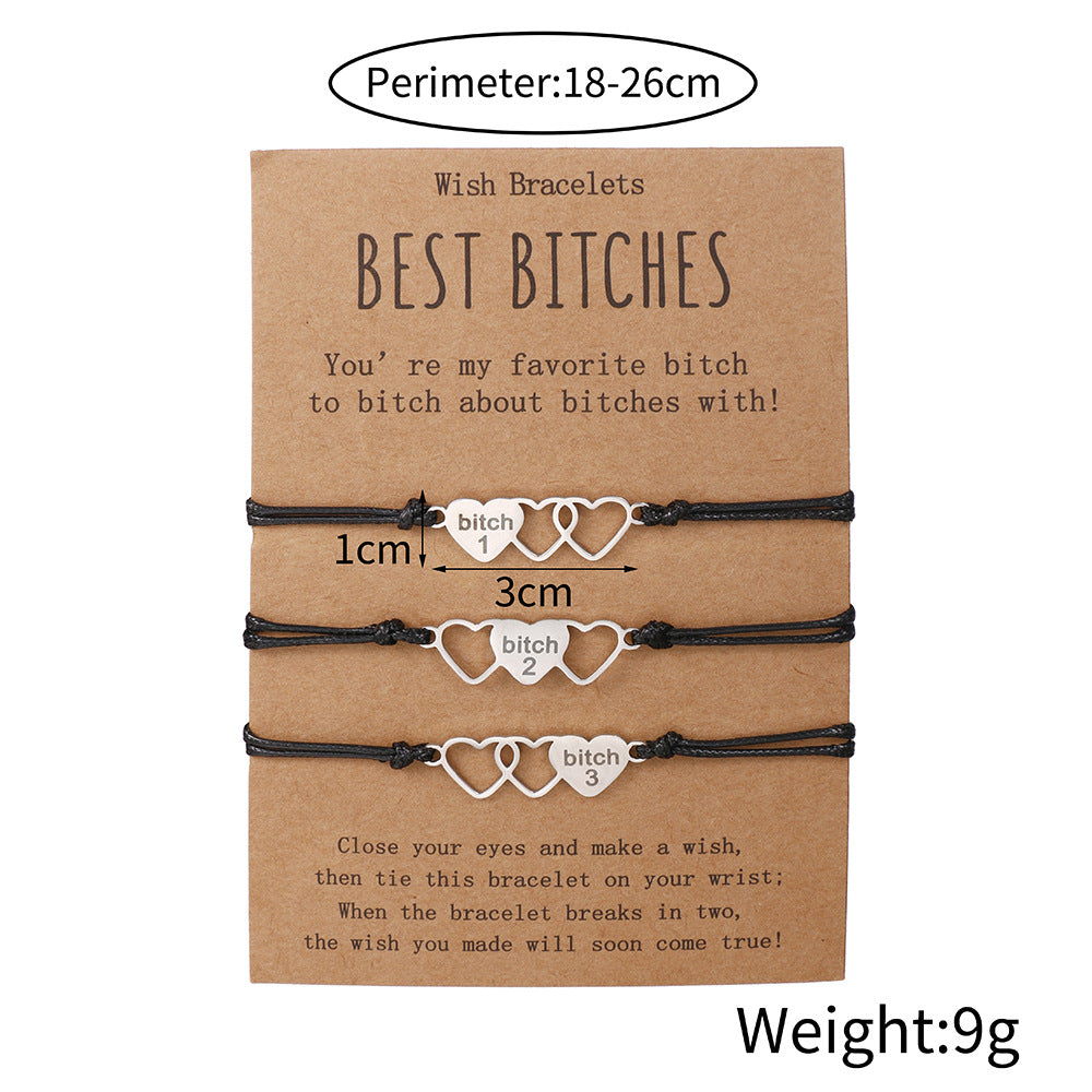 Handmade Stainless Steel Heart Bracelet Set for Unisex