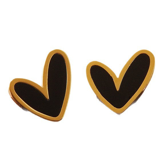 Elegant Minimalist Heart Shaped Plated Stainless Steel Stud Earrings for Women