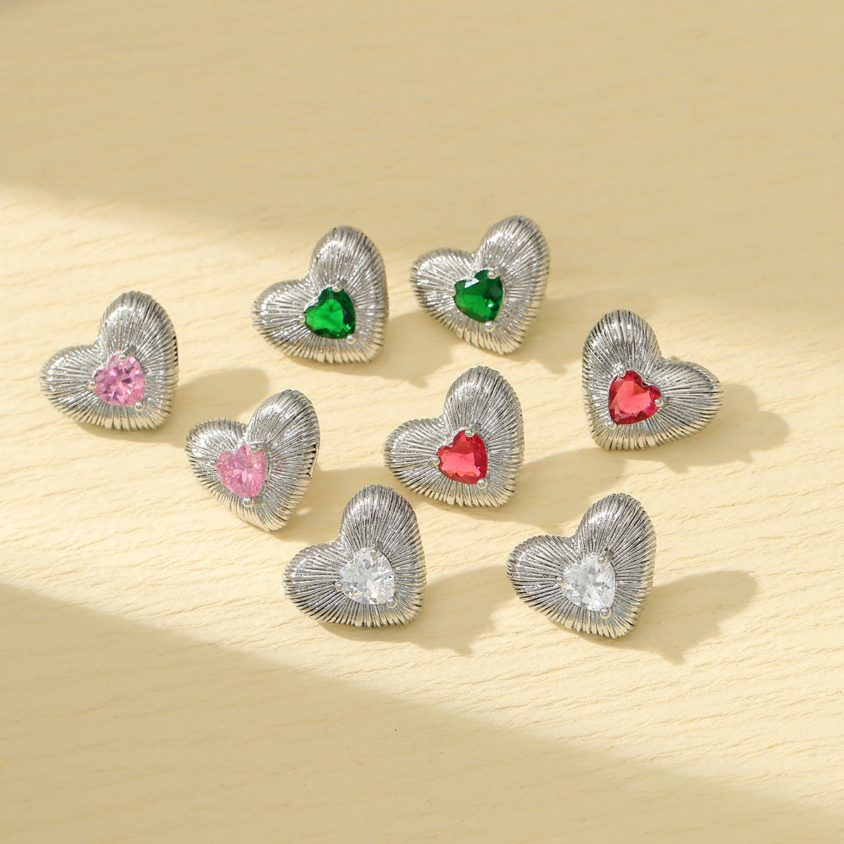 Pendientes de Acero de Titanio con Forma de Corazón Estilo Corte Francés Elegante con Incrustaciones de Zirconia Chapados para Mujer
