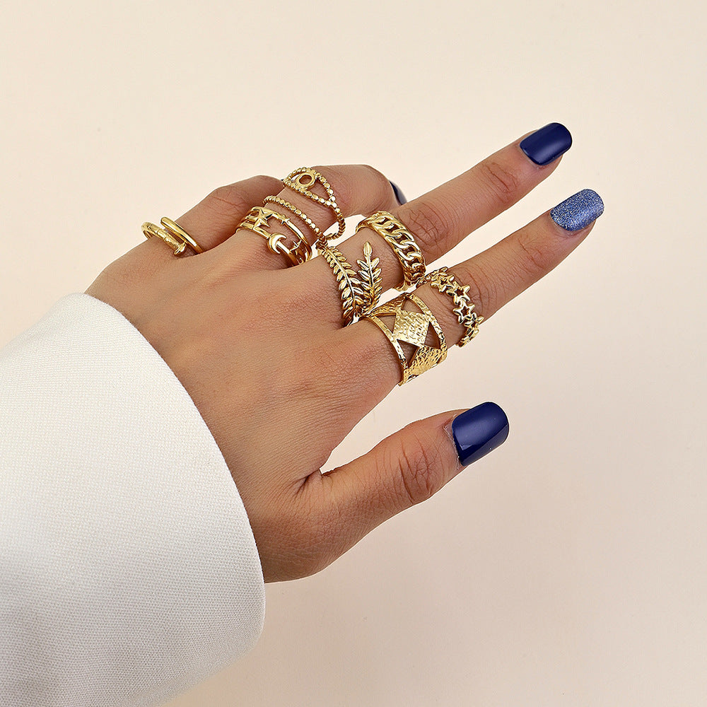 Geometric Plated Stainless Steel Ring Unisex