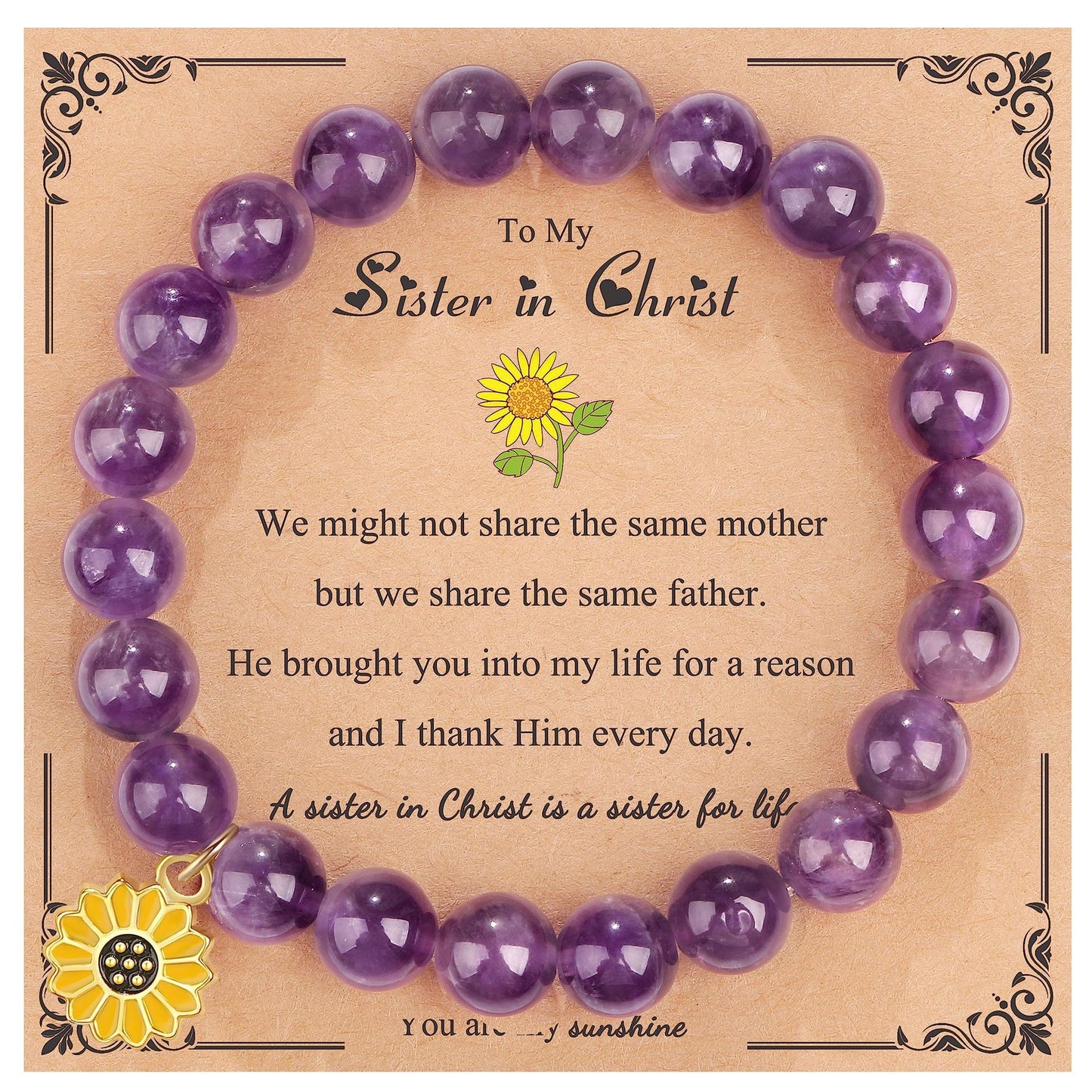 Sweet Floral Sunflower Gemstone Charm Bracelet for Women