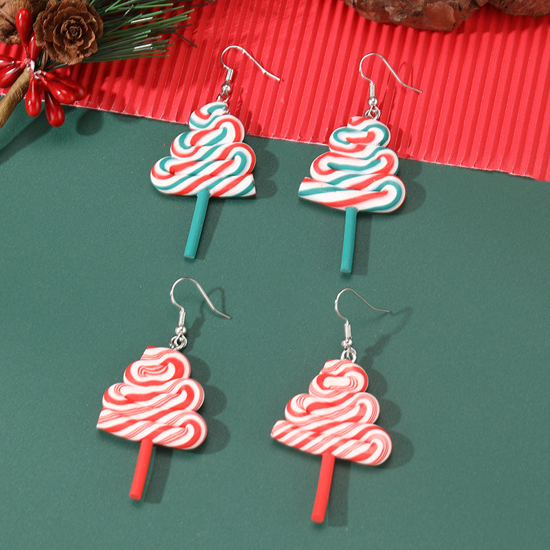 Pendientes de tachuela de árbol de Navidad geométricos minimalistas para niñas hechos de resina plástica con acabado chapado