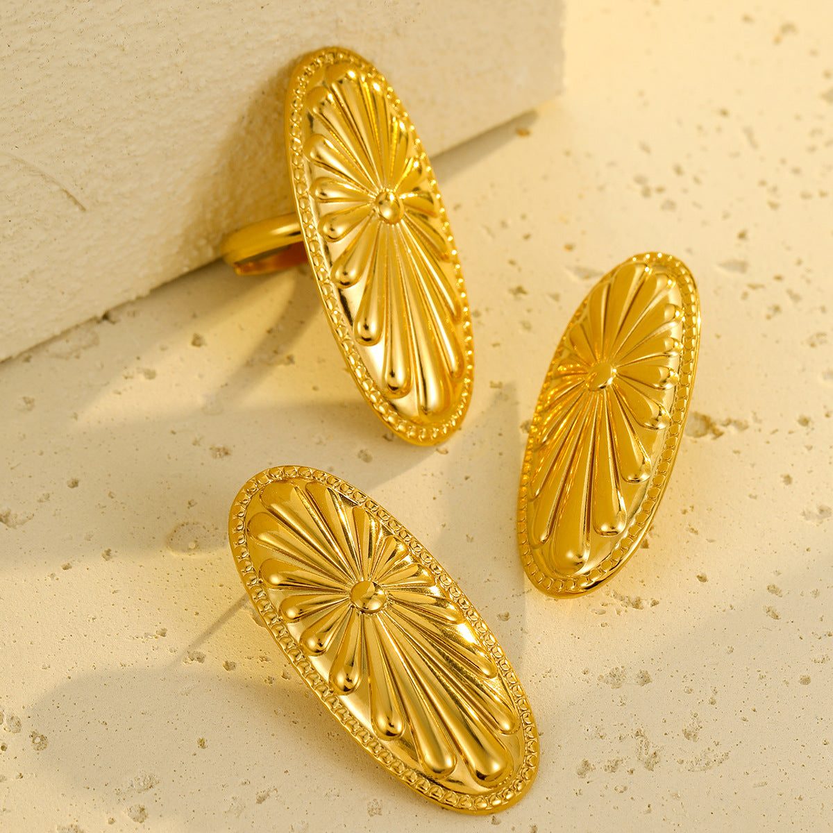 Conjunto de Pendientes Geométricos de Acero Inoxidable con Acabado Chapado para Mujer, Joyería Minimalista y de Moda para la Oficina