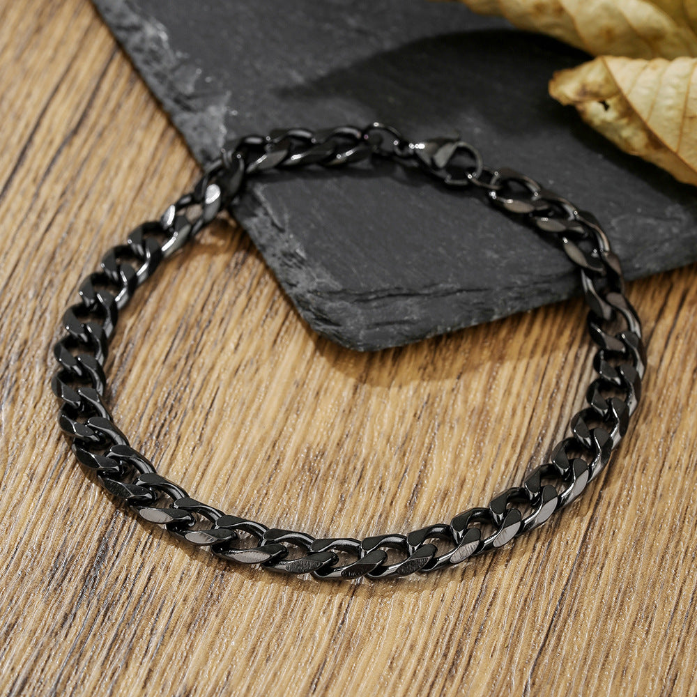 Minimalist Hip-hop Geometric Polished Stainless Steel Cuban Link Chain Bracelet