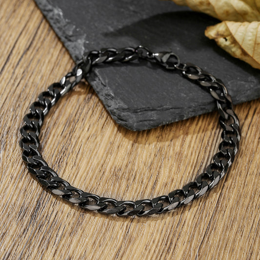 Minimalist Hip-hop Geometric Polished Stainless Steel Cuban Link Chain Bracelet