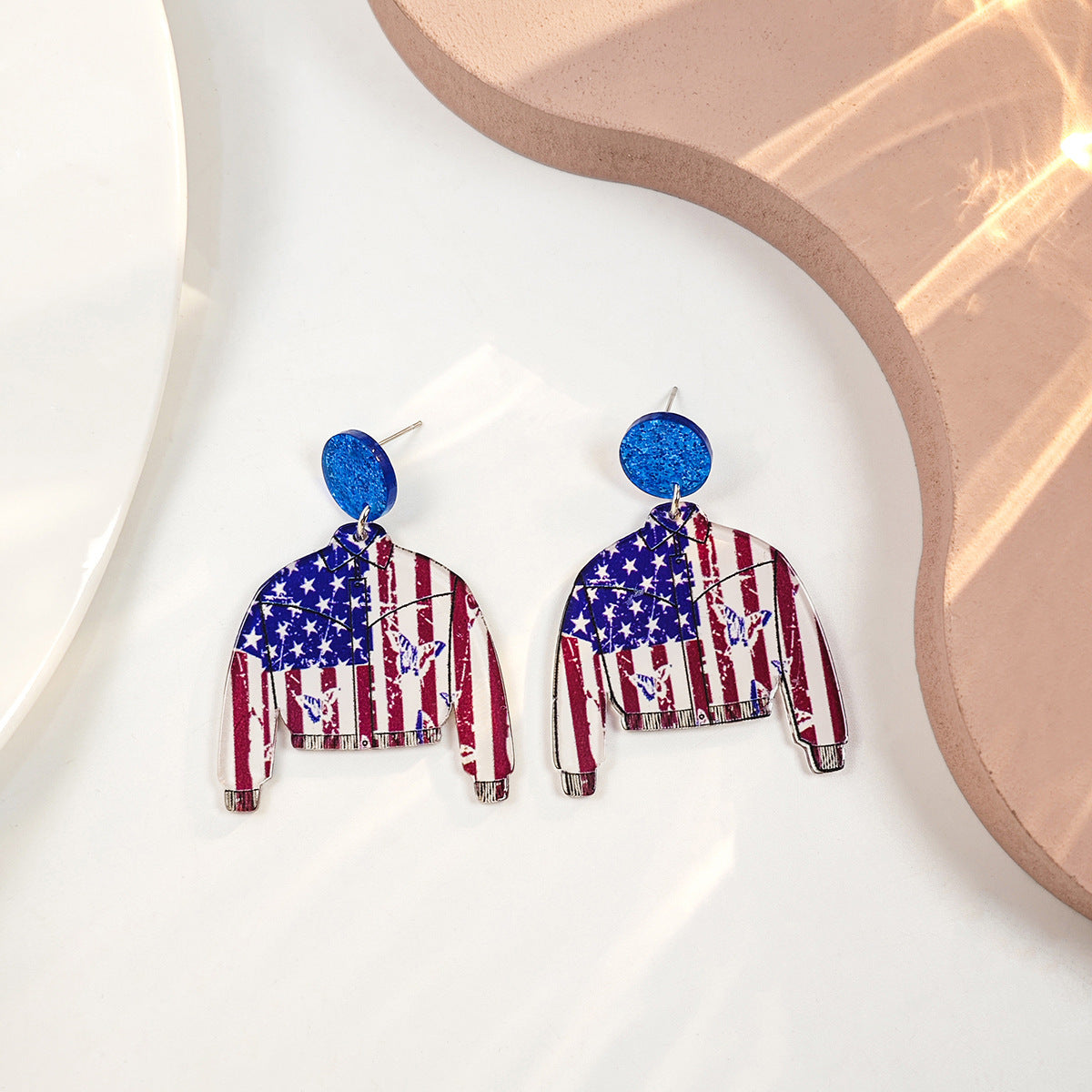 Vintage Round Heart Floral Acrylic Plated Earrings for Women