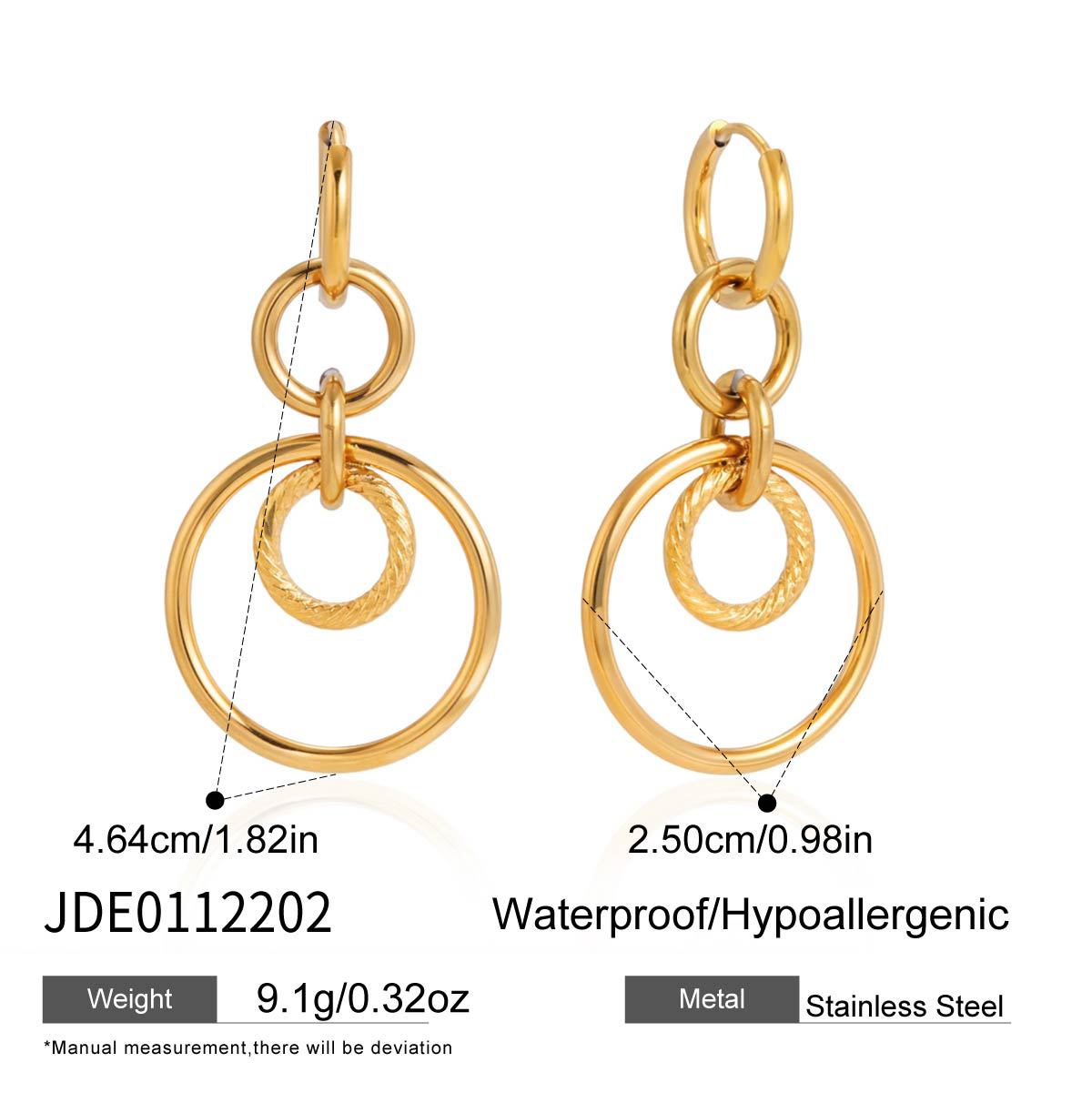 Minimalist Round Geometric Plated Stainless Steel Hoop Earrings for Women