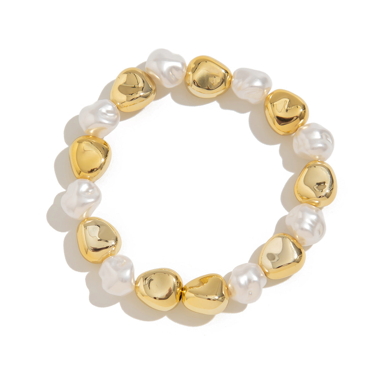 Pulsera de aleación con forma de gota de agua irregular, superficie pulida y acabado chapado para mujer