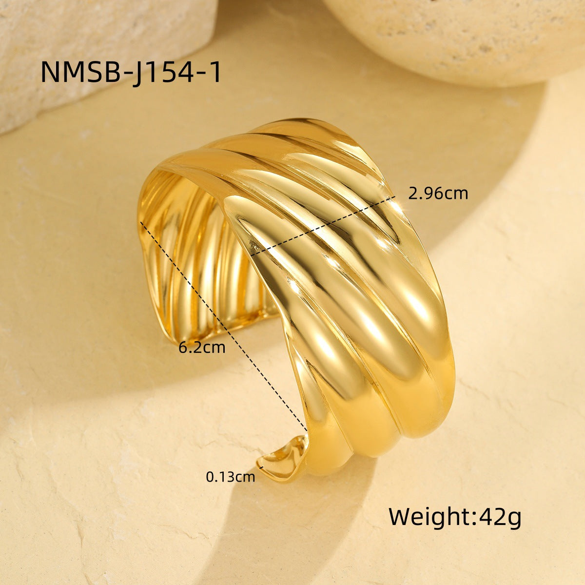 Pulsera Punk de Acero Inoxidable Ondulada con Acabado Chapado para Mujer