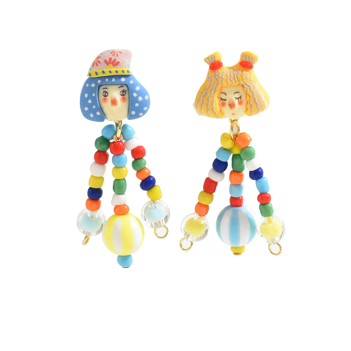 Orecchini da donna in acrilico e resina con clown stile Light Luxury, perni in acciaio inossidabile placcato ecologico