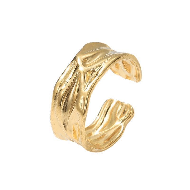 Minimalist Geometric Titanium Steel Adjustable Ring with 18K Gold Plating for Index Finger Unisex Fashion Jewelry
