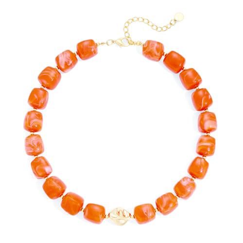 Casual Square Resin Polished Pendant Necklace for Women