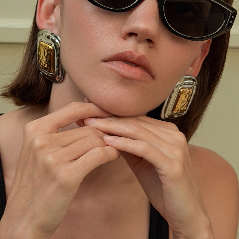 Exaggerated Square Stainless Steel PVD Earrings